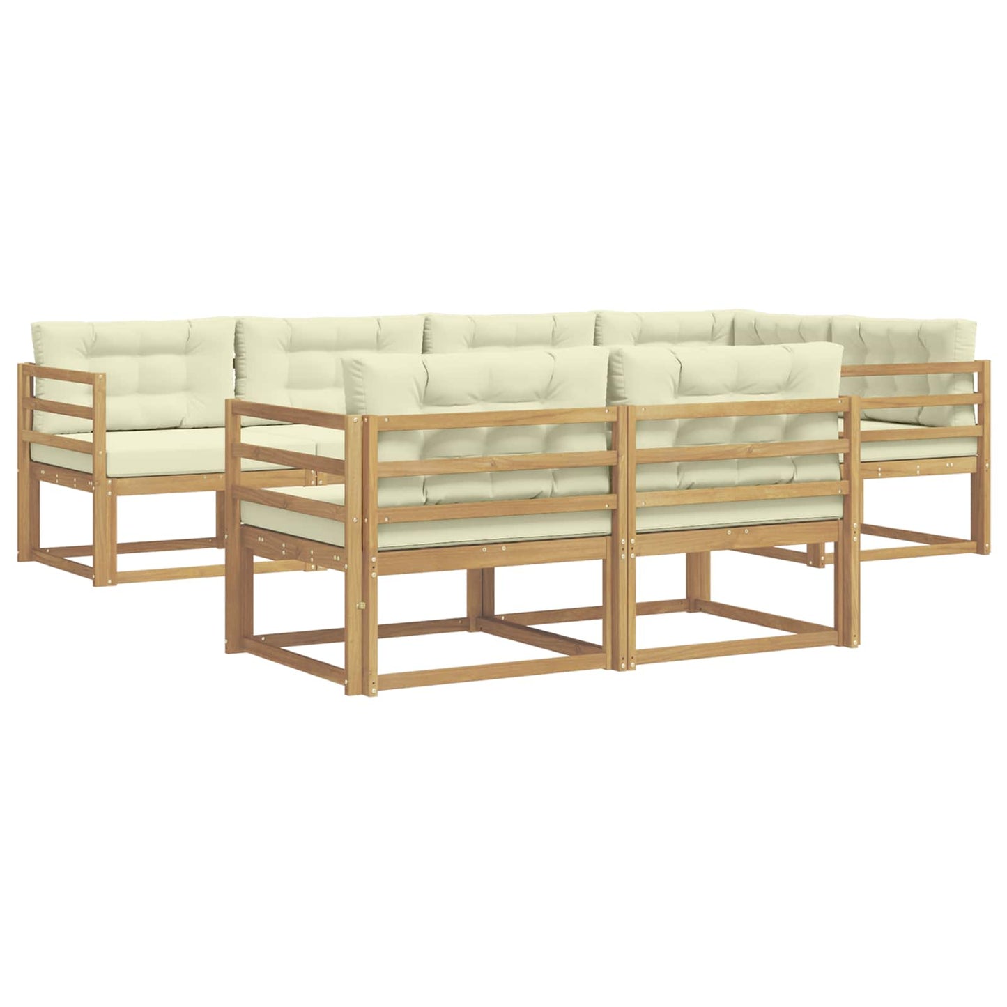 Buiten bankenset met kussen 6 pcs Wit en crèmekleurig Polyester is nu te koop bij PeponiXL, paradijselijk wonen!