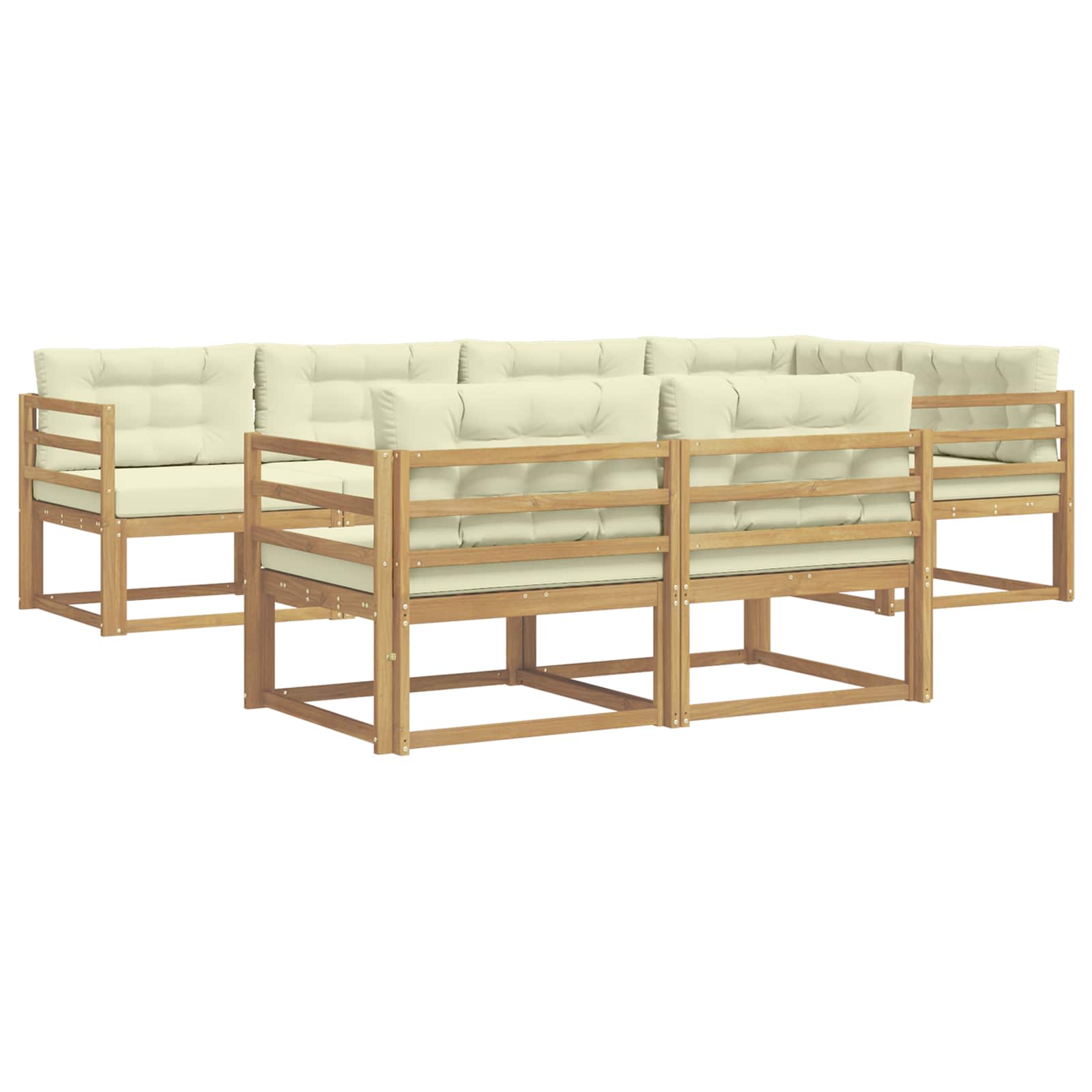 Buiten bankenset met kussen 6 pcs Wit en crèmekleurig Polyester is nu te koop bij PeponiXL, paradijselijk wonen!