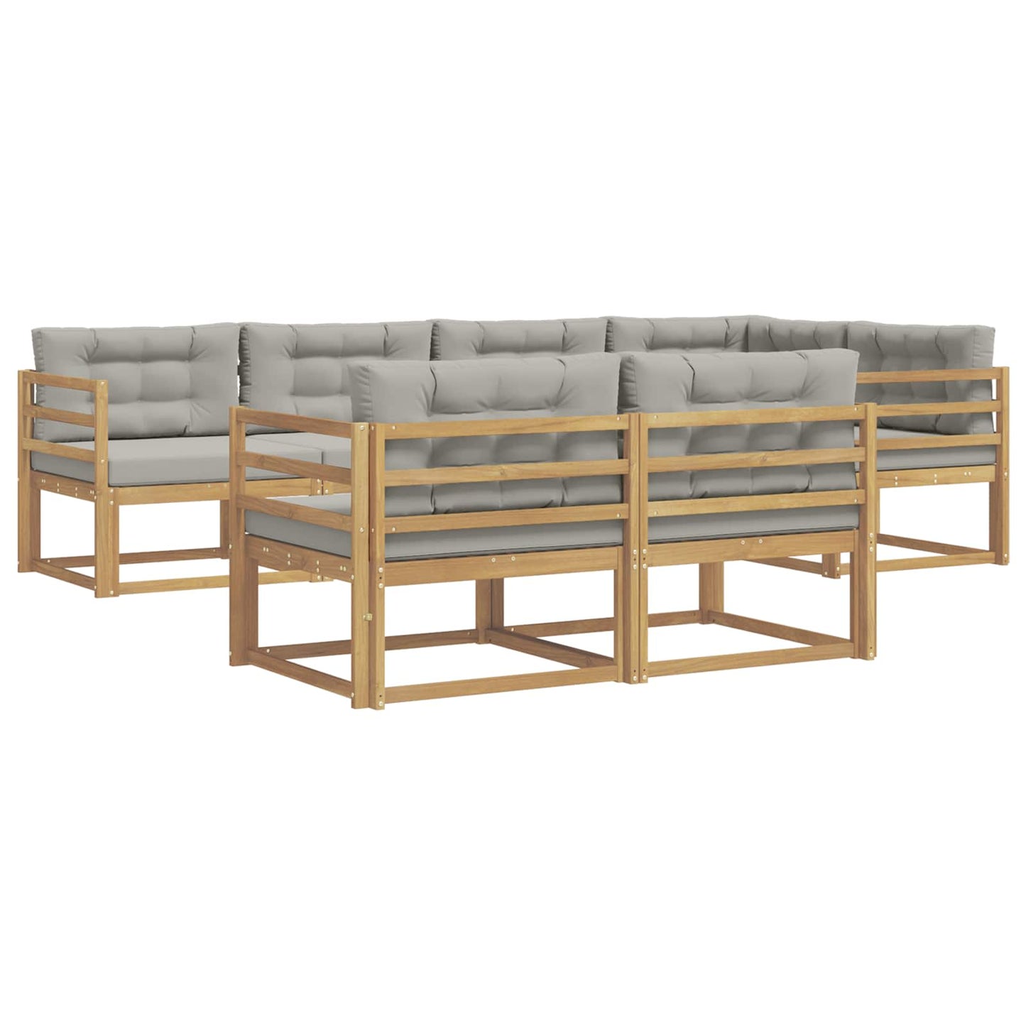 Buiten bankenset met kussen 6 pcs Wit en Lichtgrijs Polyester is nu te koop bij PeponiXL, paradijselijk wonen!