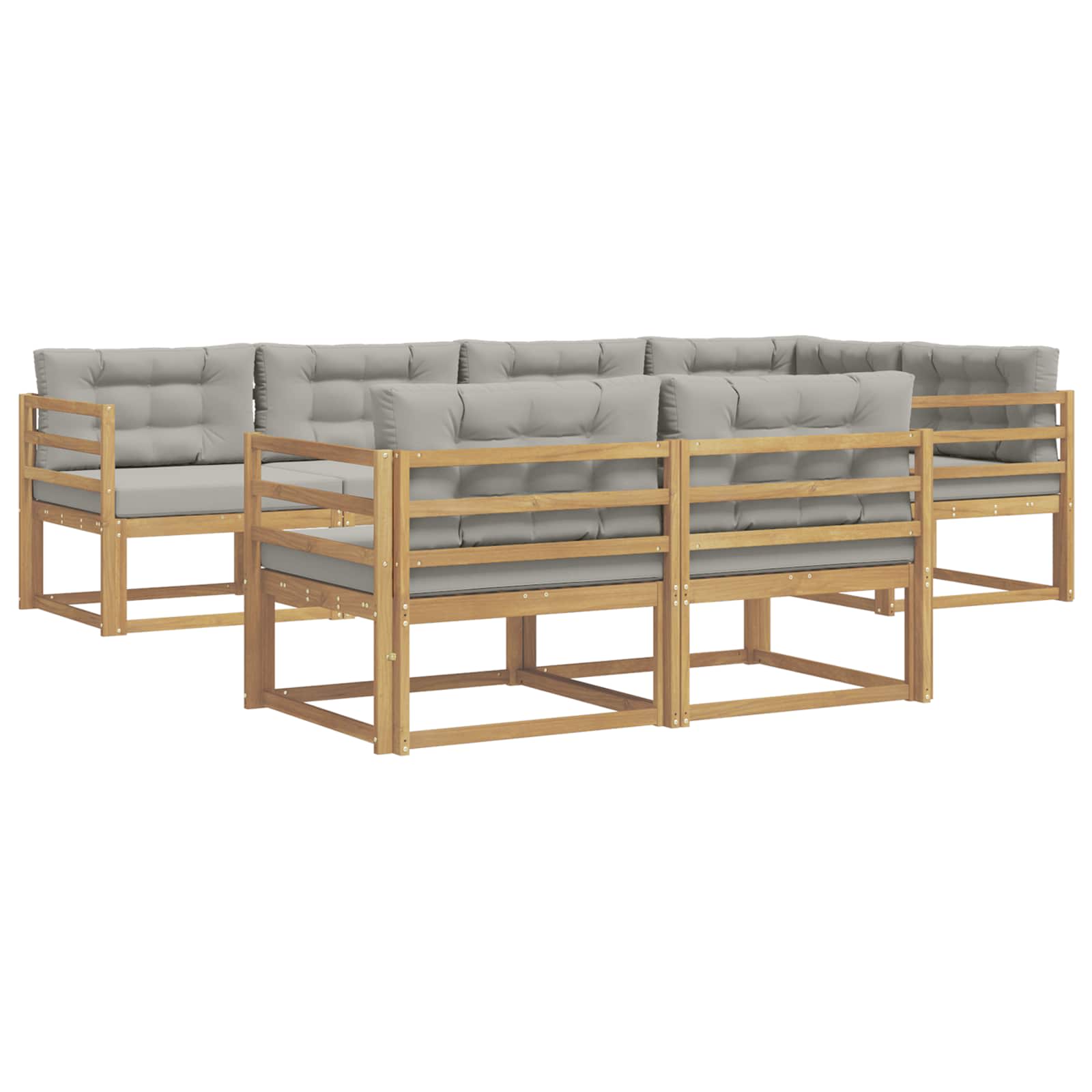 Buiten bankenset met kussen 6 pcs Wit en Lichtgrijs Polyester is nu te koop bij PeponiXL, paradijselijk wonen!