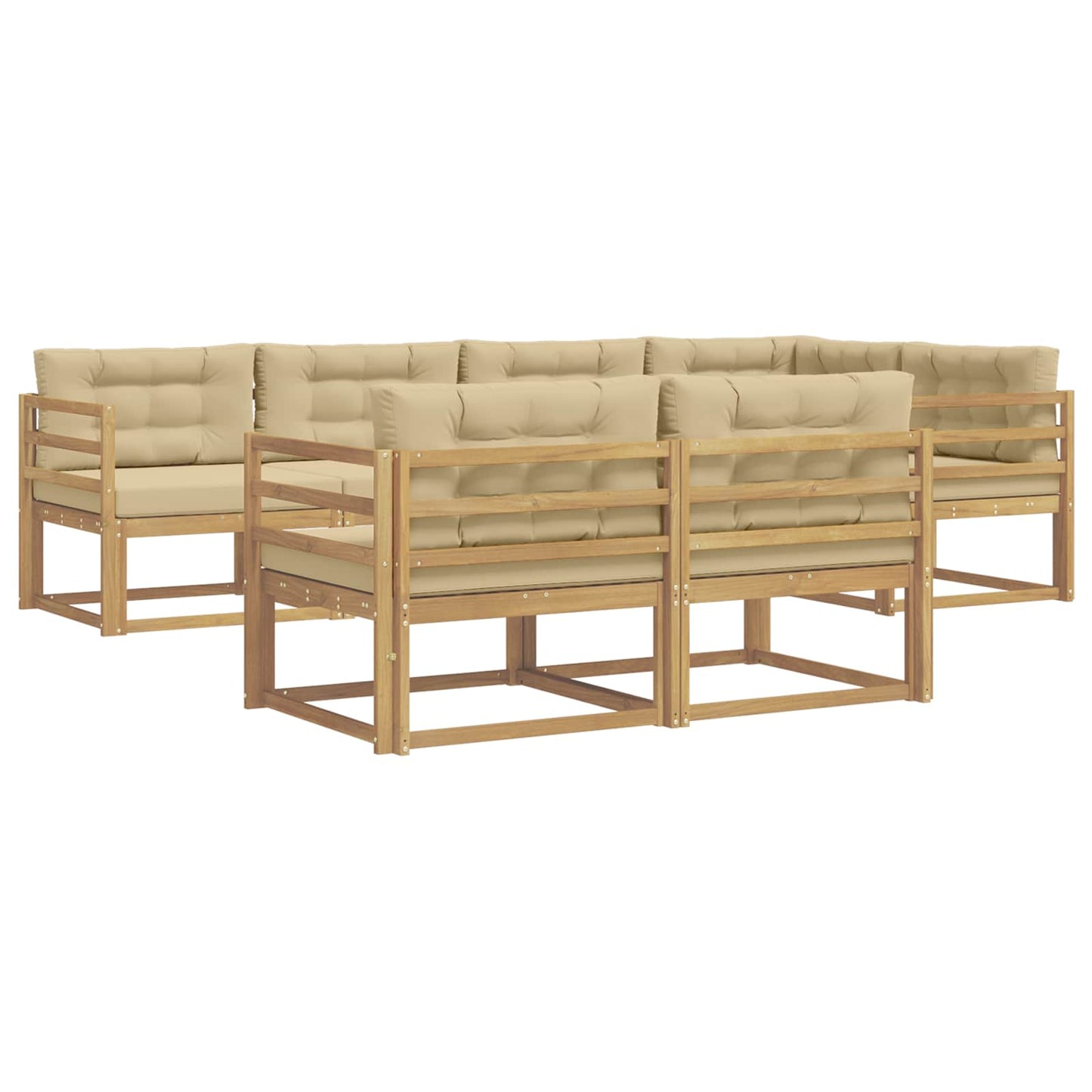 Buiten bankenset met kussen 6 pcs Wit en Beige Polyester is nu te koop bij PeponiXL, paradijselijk wonen!