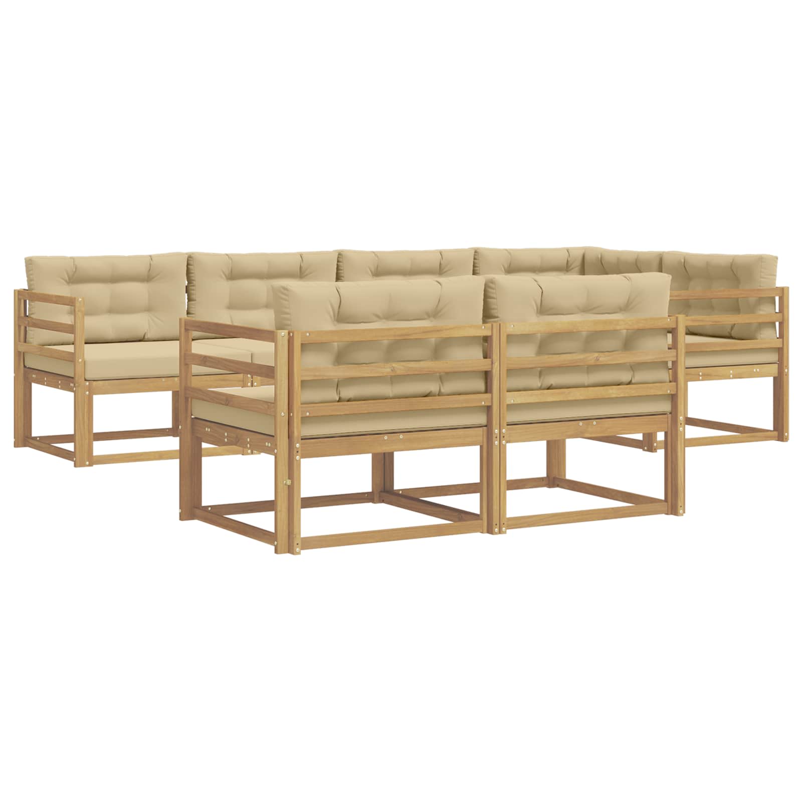 Buiten bankenset met kussen 6 pcs Wit en Beige Polyester is nu te koop bij PeponiXL, paradijselijk wonen!