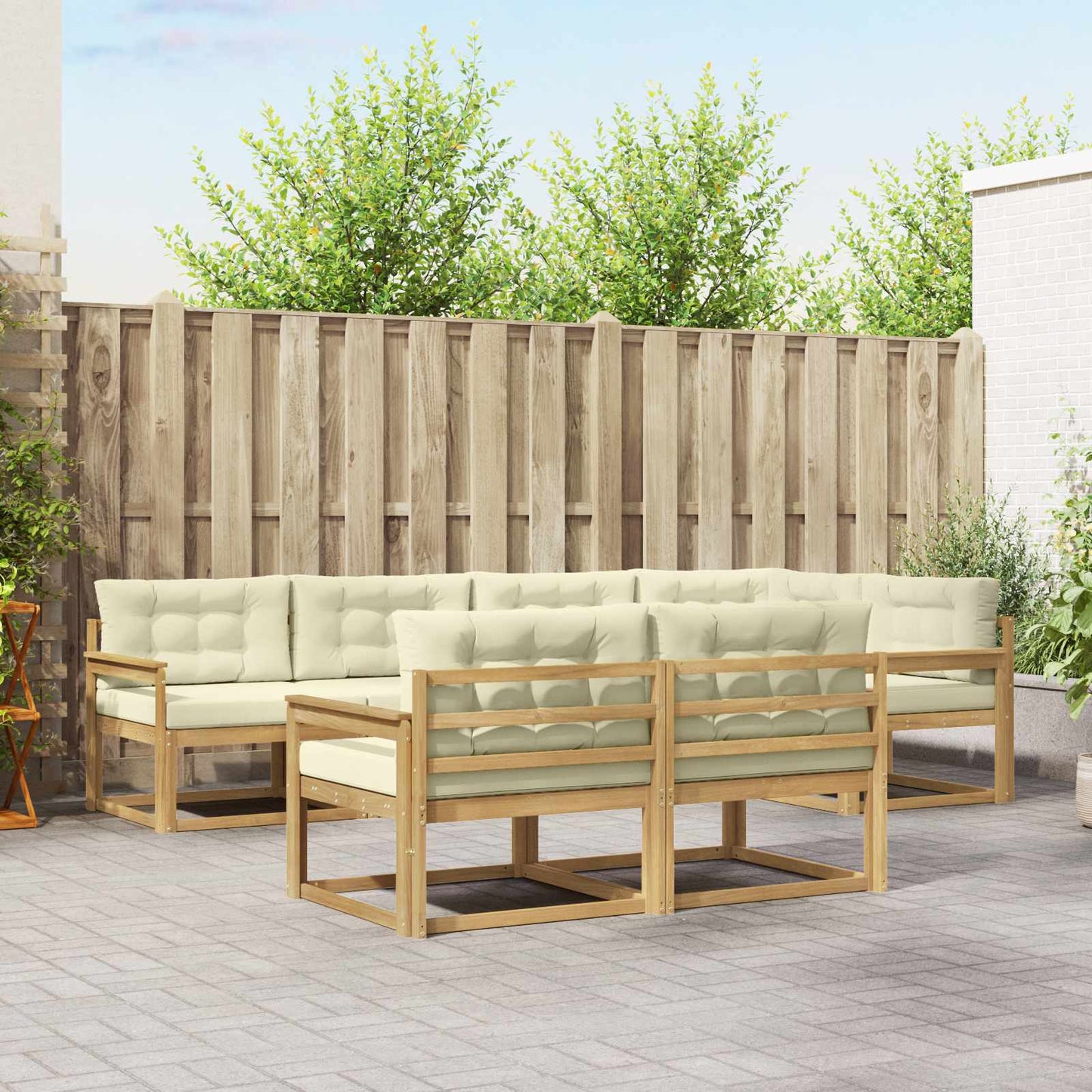 Buiten bankenset met kussen 6 pcs Wit en crèmekleurig Polyester is nu te koop bij PeponiXL, paradijselijk wonen!