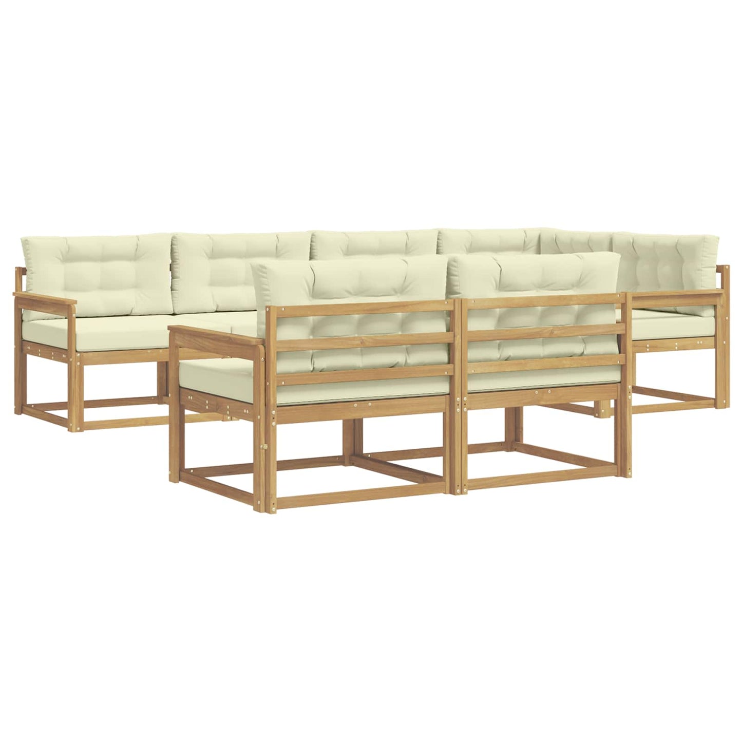 Buiten bankenset met kussen 6 pcs Wit en crèmekleurig Polyester is nu te koop bij PeponiXL, paradijselijk wonen!