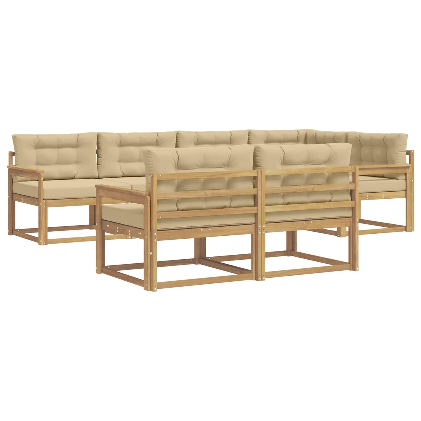 Buiten bankenset met kussen 6 pcs Wit en Beige Polyester is nu te koop bij PeponiXL, paradijselijk wonen!