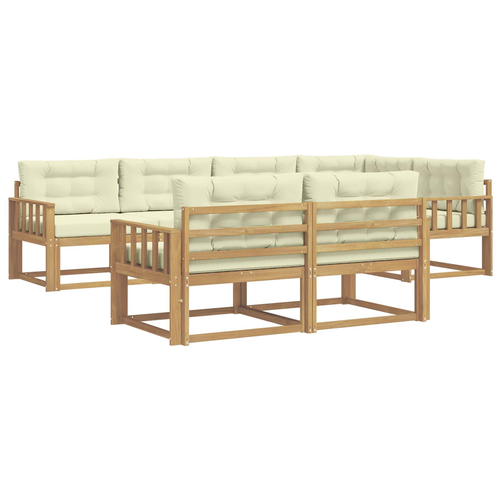 Buiten bankenset met kussen 6 pcs Wit en crèmekleurig Polyester is nu te koop bij PeponiXL, paradijselijk wonen!