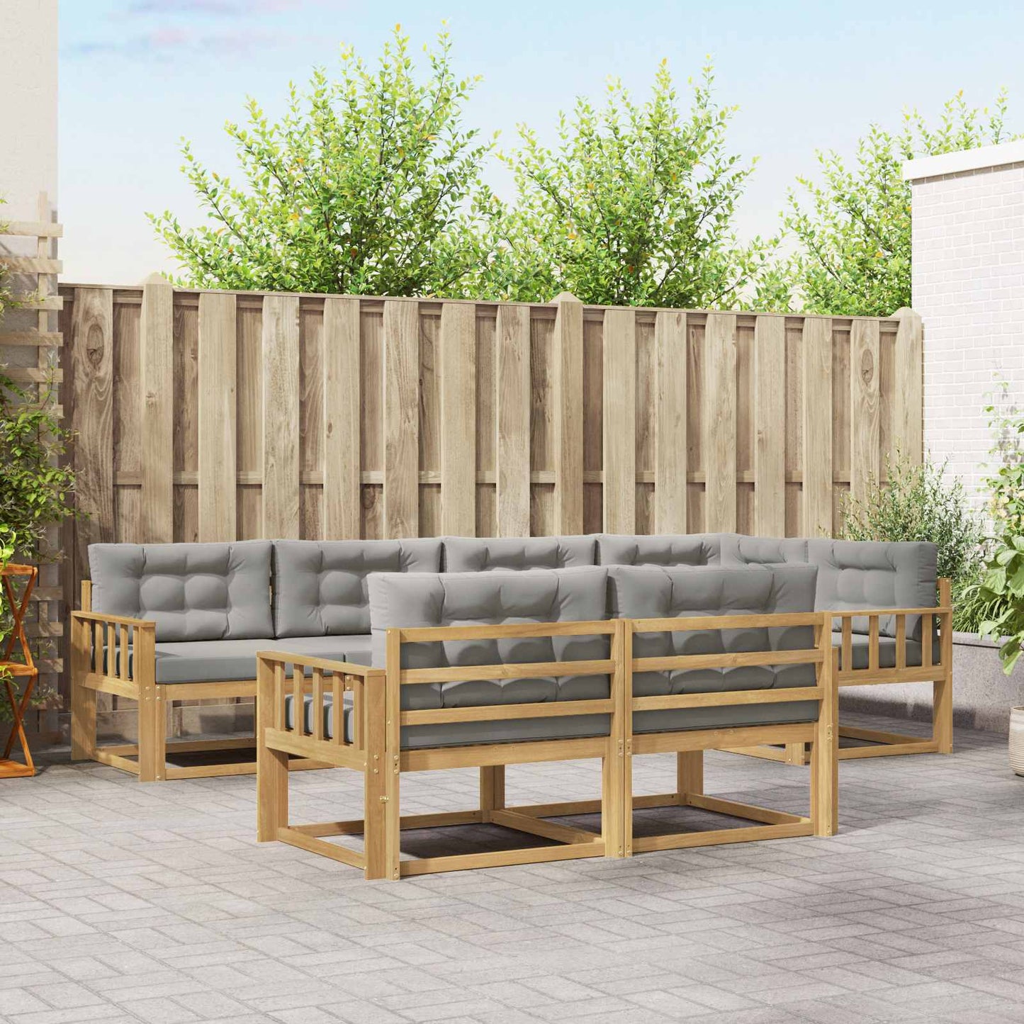 Buiten bankenset met kussen 6 pcs Wit en Lichtgrijs Polyester is nu te koop bij PeponiXL, paradijselijk wonen!