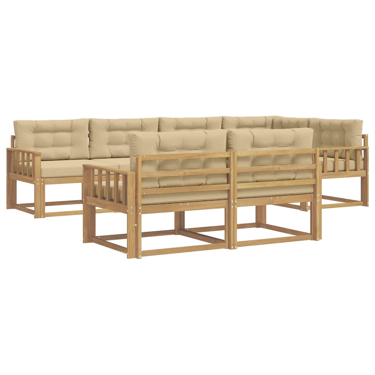 Buiten bankenset met kussen 6 pcs Wit en Beige Polyester is nu te koop bij PeponiXL, paradijselijk wonen!