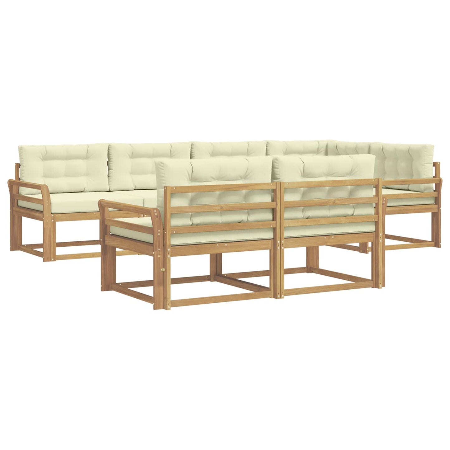 Buiten bankenset met kussen 6 pcs Wit en crèmekleurig Polyester is nu te koop bij PeponiXL, paradijselijk wonen!