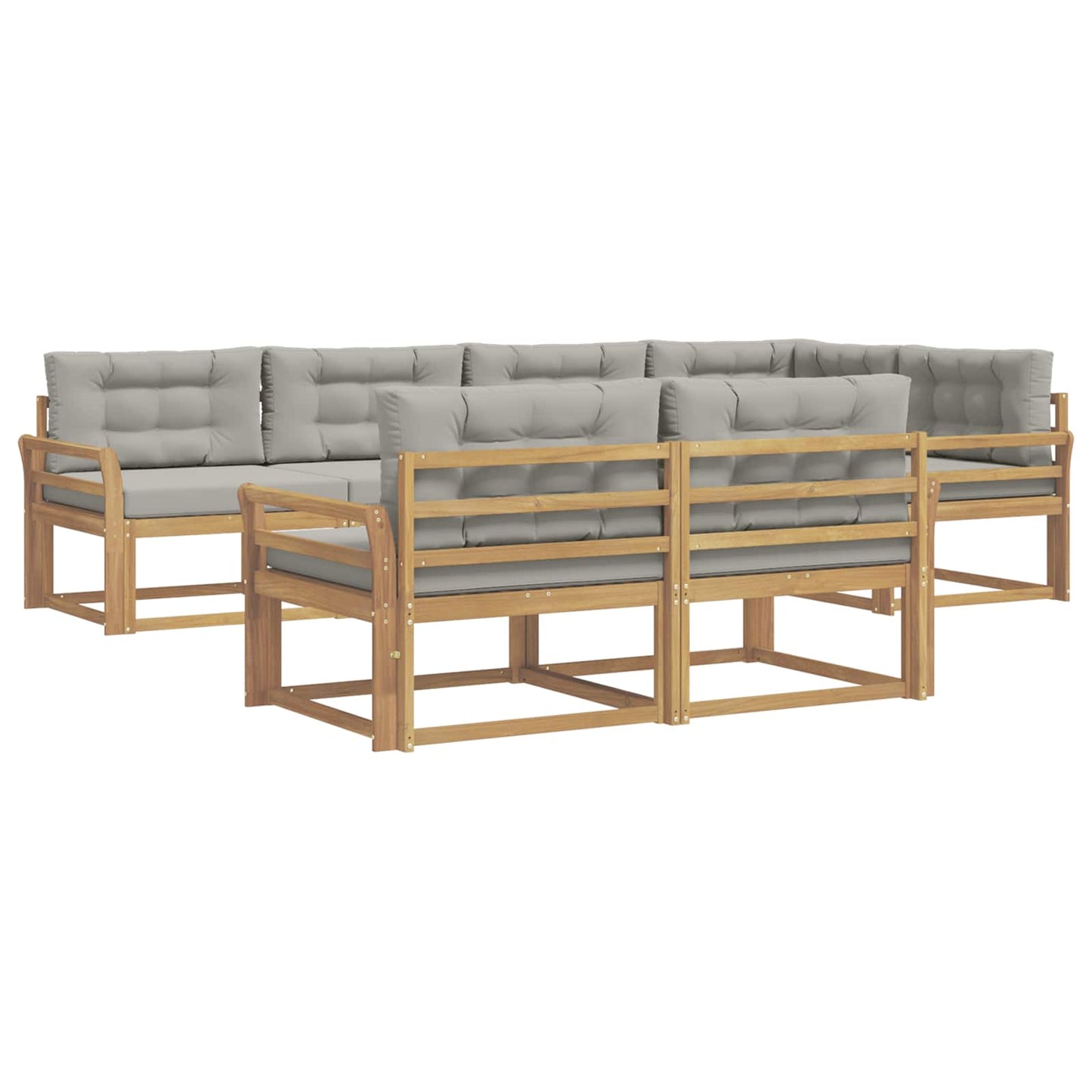 Buiten bankenset met kussen 6 pcs Wit en Lichtgrijs Polyester is nu te koop bij PeponiXL, paradijselijk wonen!