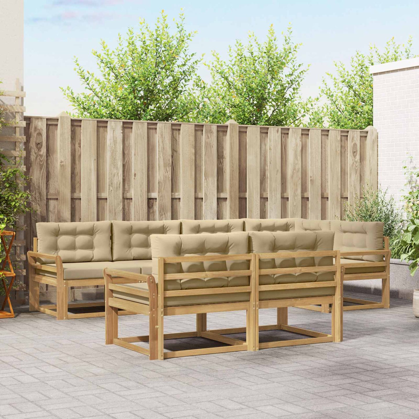 Buiten bankenset met kussen 6 pcs Wit en Beige Polyester is nu te koop bij PeponiXL, paradijselijk wonen!