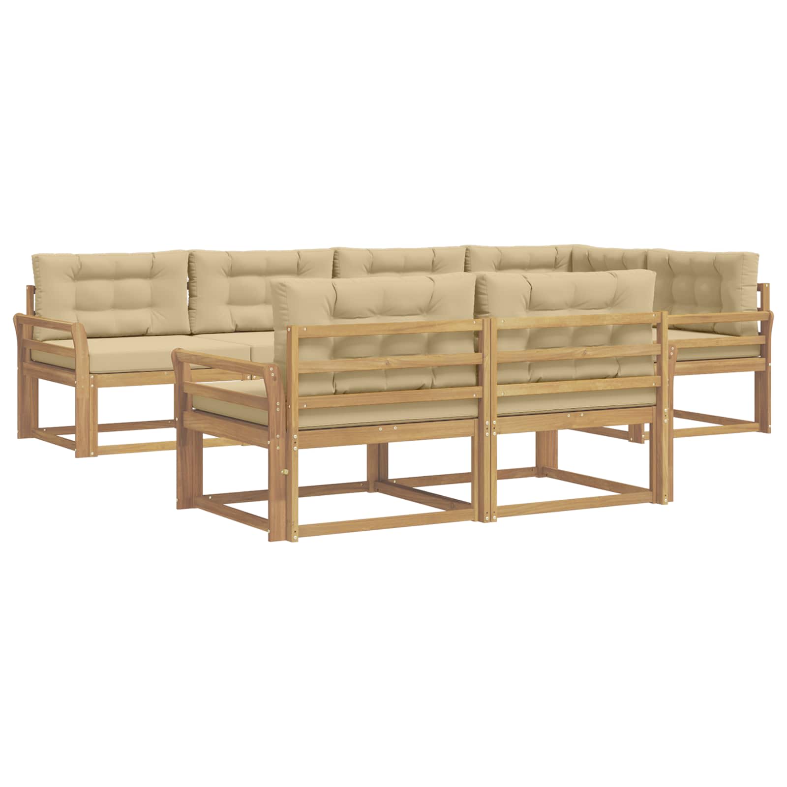 Buiten bankenset met kussen 6 pcs Wit en Beige Polyester is nu te koop bij PeponiXL, paradijselijk wonen!