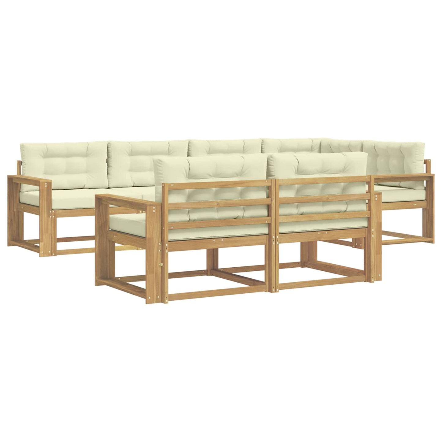 Buiten bankenset met kussen 6 pcs Wit en crèmekleurig Polyester is nu te koop bij PeponiXL, paradijselijk wonen!