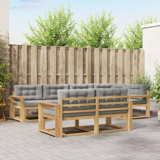 Buiten bankenset met kussen 6 pcs Wit en Lichtgrijs Polyester is nu te koop bij PeponiXL, paradijselijk wonen!