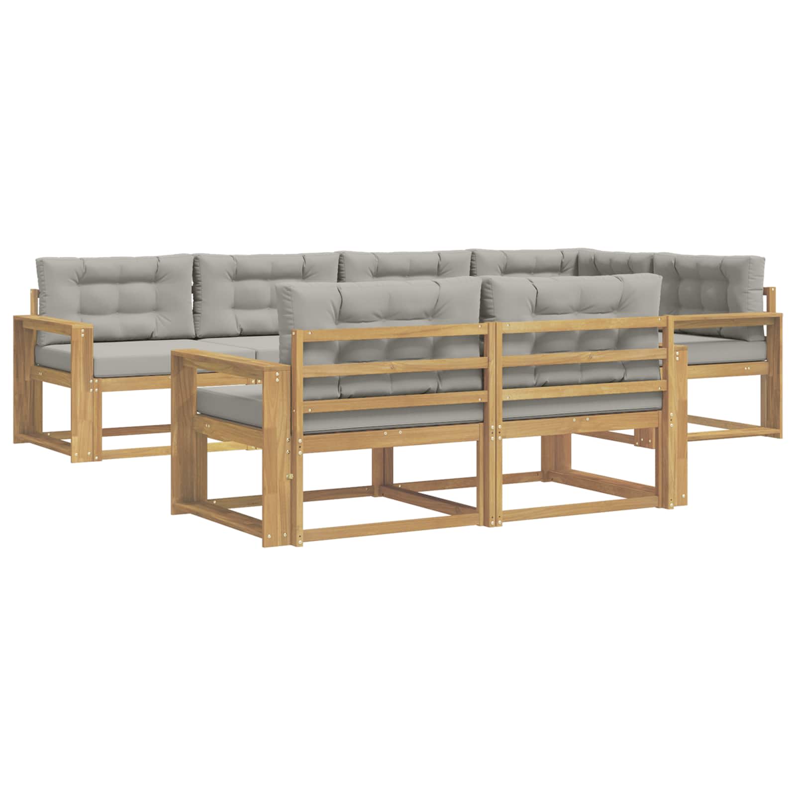 Buiten bankenset met kussen 6 pcs Wit en Lichtgrijs Polyester is nu te koop bij PeponiXL, paradijselijk wonen!
