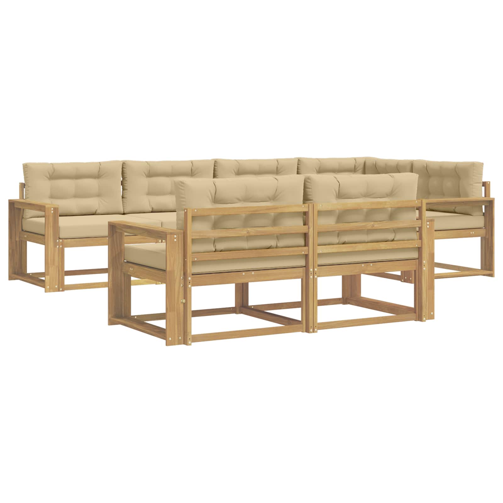 Buiten bankenset met kussen 6 pcs Wit en Beige Polyester is nu te koop bij PeponiXL, paradijselijk wonen!