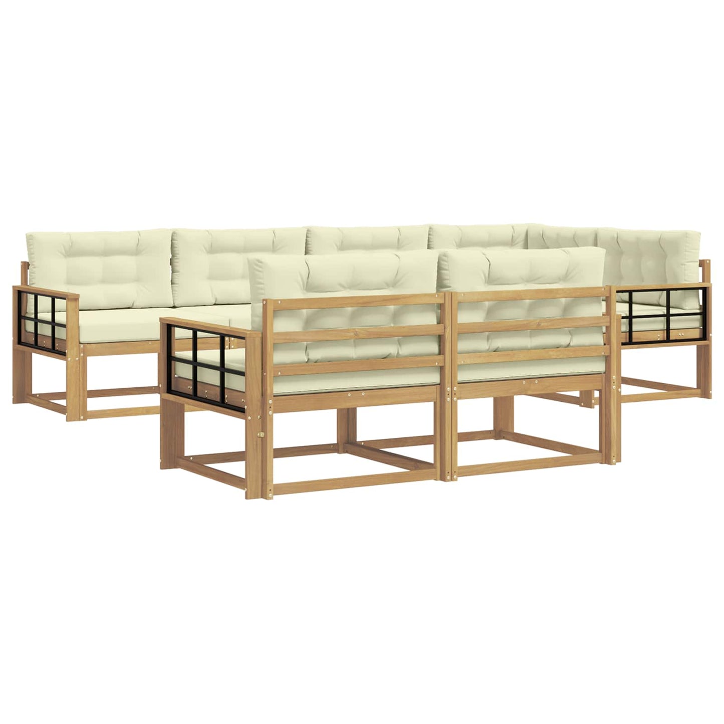 Buiten bankenset met kussen 6 pcs Wit en crèmekleurig Polyester is nu te koop bij PeponiXL, paradijselijk wonen!