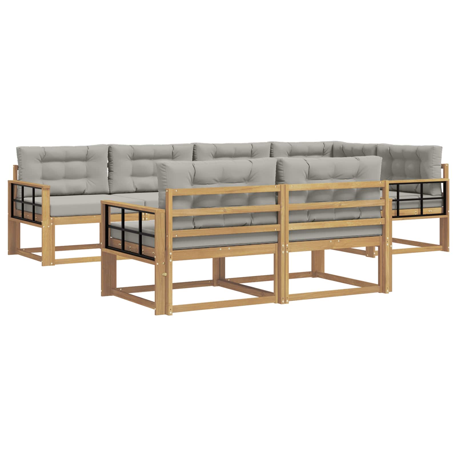 Buiten bankenset met kussen 6 pcs Wit en Lichtgrijs Polyester is nu te koop bij PeponiXL, paradijselijk wonen!