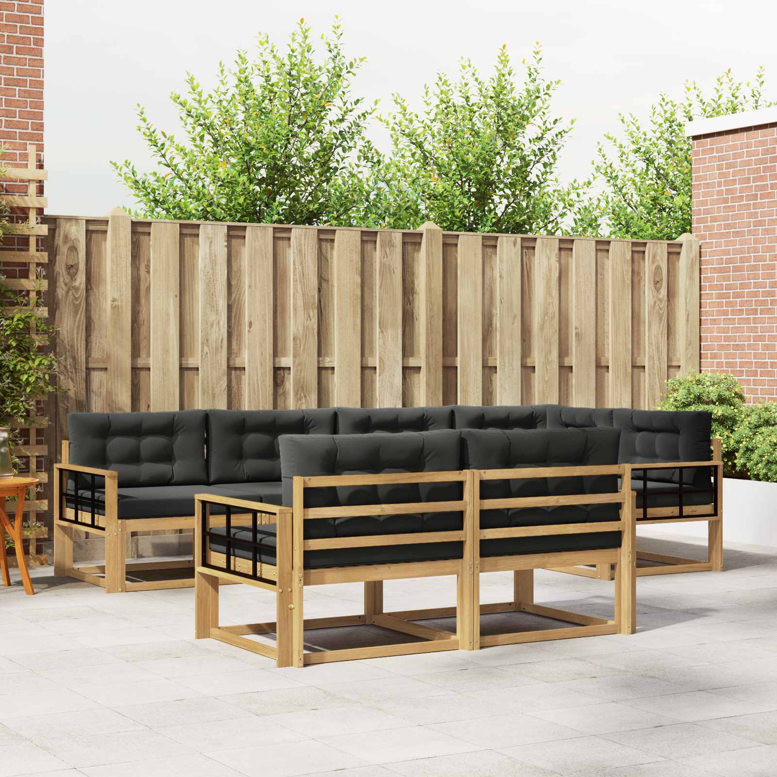 Buiten bankenset 6 pcs Wit en antracietkleurig Polyester is nu te koop bij PeponiXL, paradijselijk wonen!