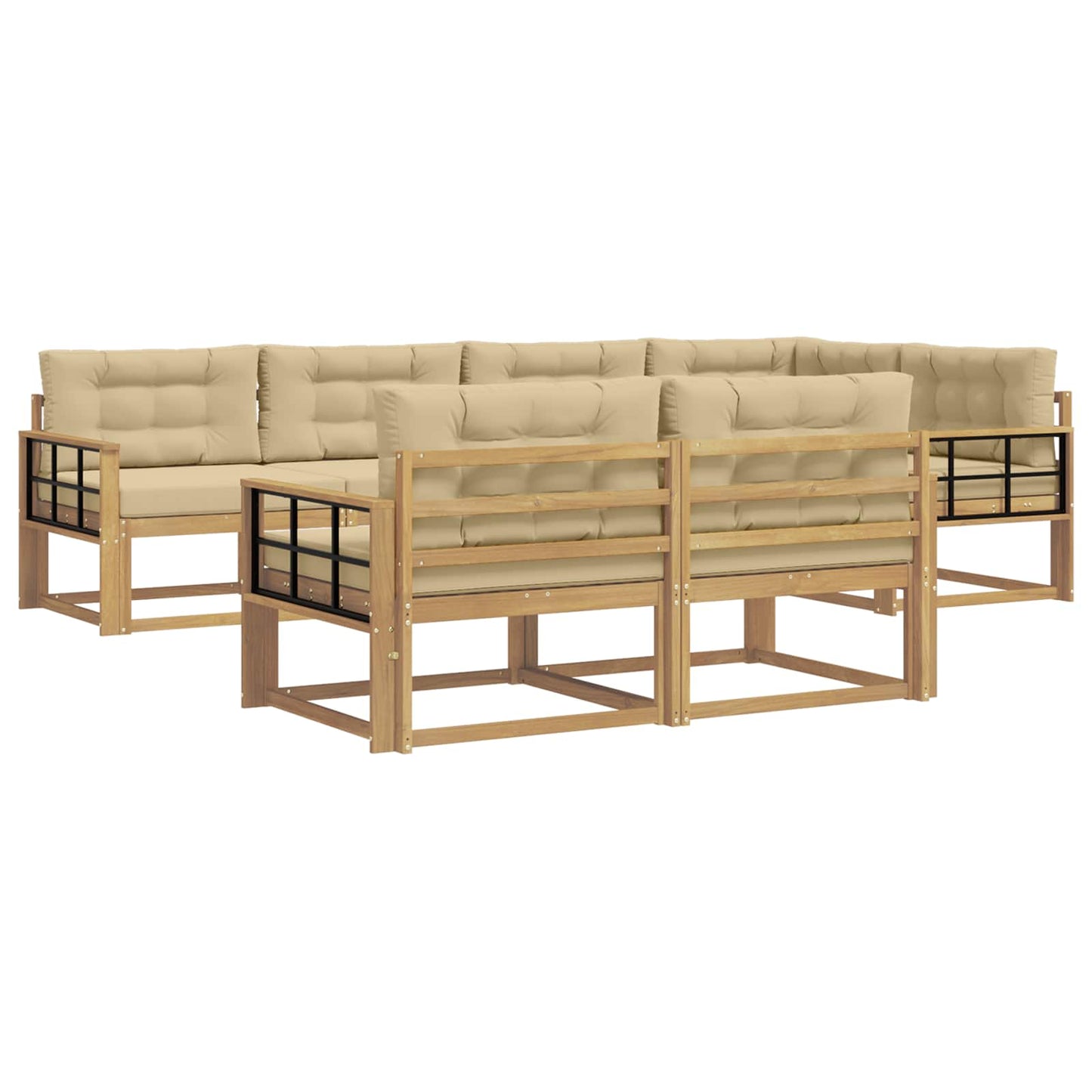 Buiten bankenset met kussen 6 pcs Wit en Beige Polyester is nu te koop bij PeponiXL, paradijselijk wonen!