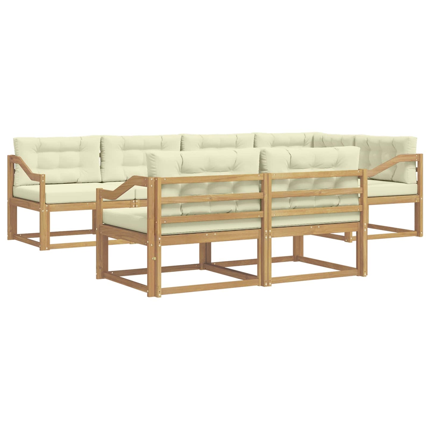 Buiten bankenset met kussen 6 pcs Wit en crèmekleurig Polyester is nu te koop bij PeponiXL, paradijselijk wonen!