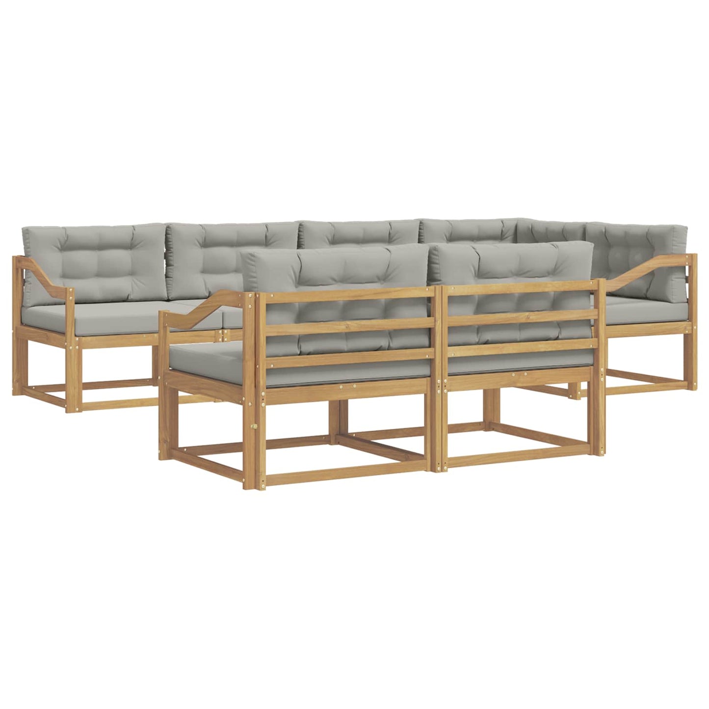 Buiten bankenset met kussen 6 pcs Wit en Lichtgrijs Polyester is nu te koop bij PeponiXL, paradijselijk wonen!
