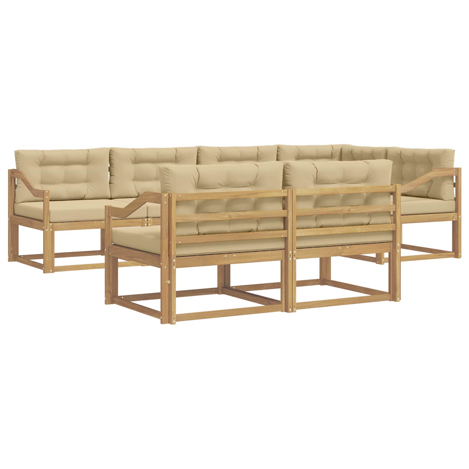 Buiten bankenset met kussen 6 pcs Wit en Beige Polyester is nu te koop bij PeponiXL, paradijselijk wonen!