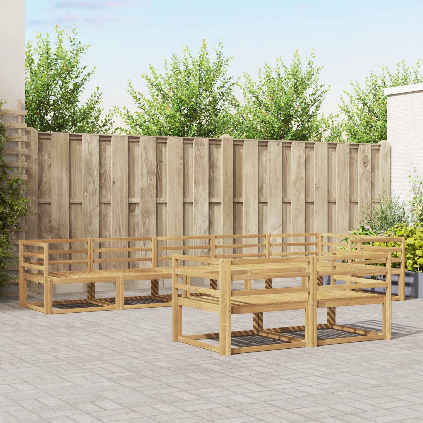 Buiten bankenset 8 pcs Wit 404 x 166,5 x 73 cm is nu te koop bij PeponiXL, paradijselijk wonen!