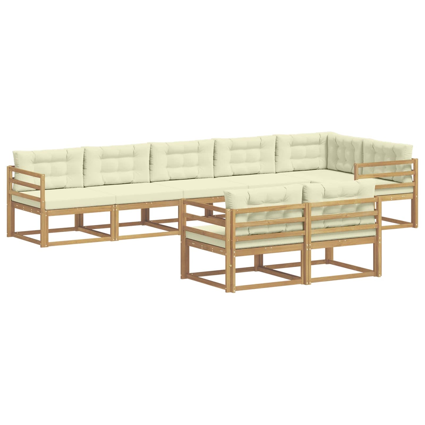 Buiten bankenset met kussen 6 pcs Wit en crèmekleurig Polyester is nu te koop bij PeponiXL, paradijselijk wonen!