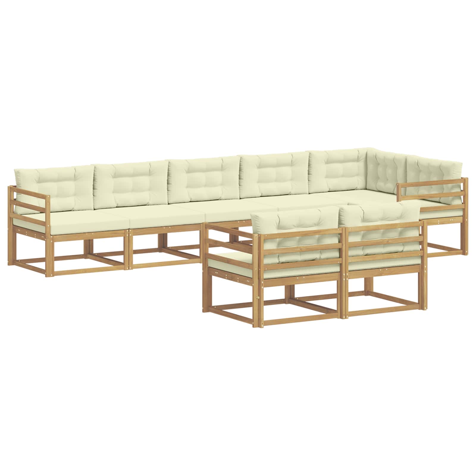 Buiten bankenset met kussen 6 pcs Wit en crèmekleurig Polyester is nu te koop bij PeponiXL, paradijselijk wonen!