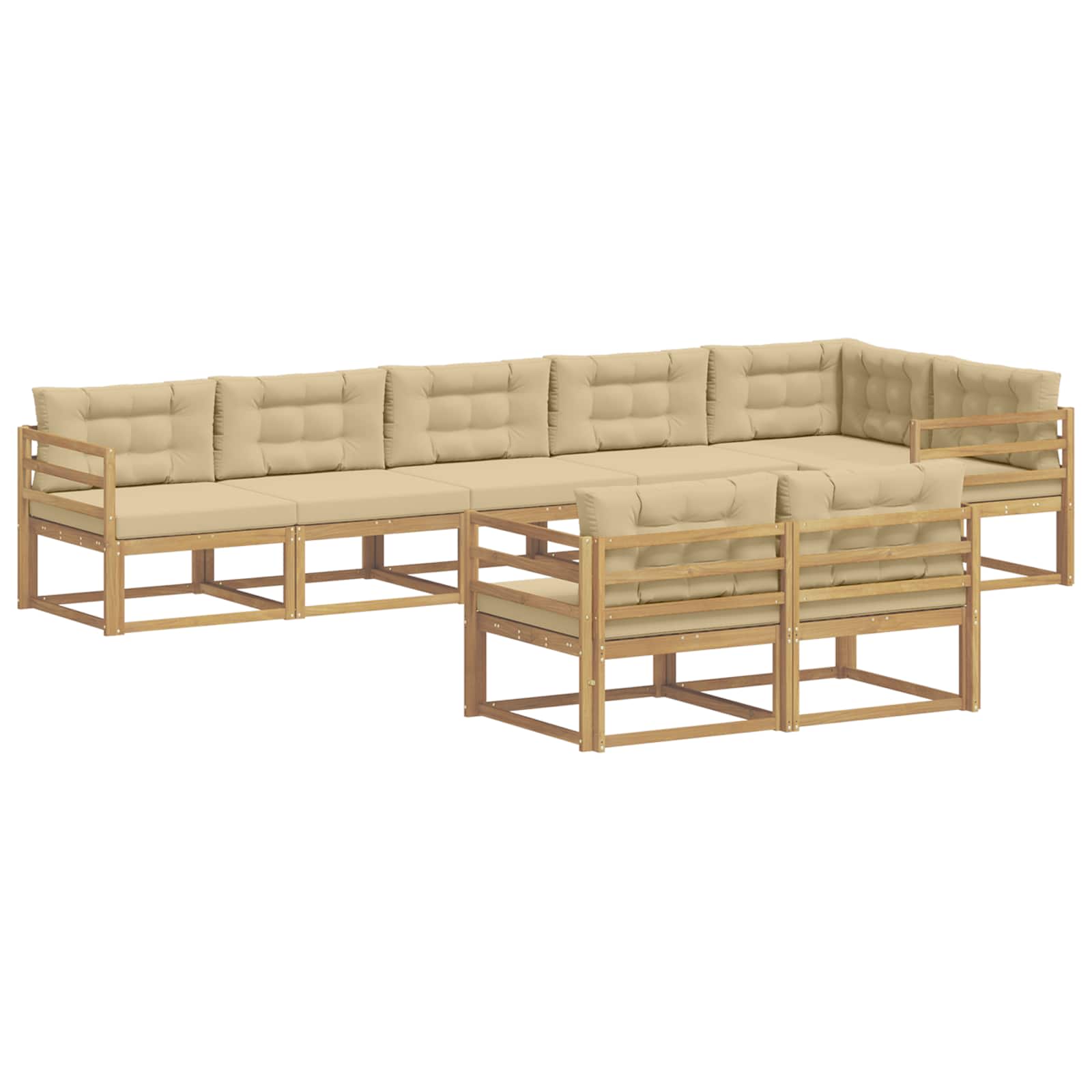 Buiten bankenset met kussen 6 pcs Wit en Beige Polyester is nu te koop bij PeponiXL, paradijselijk wonen!