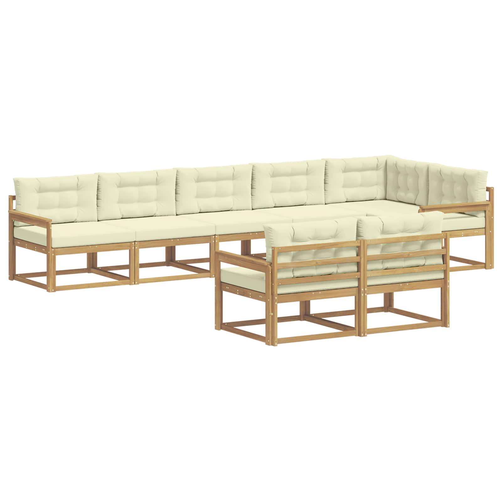 Buiten bankenset met kussen 6 pcs Wit en crèmekleurig Polyester is nu te koop bij PeponiXL, paradijselijk wonen!