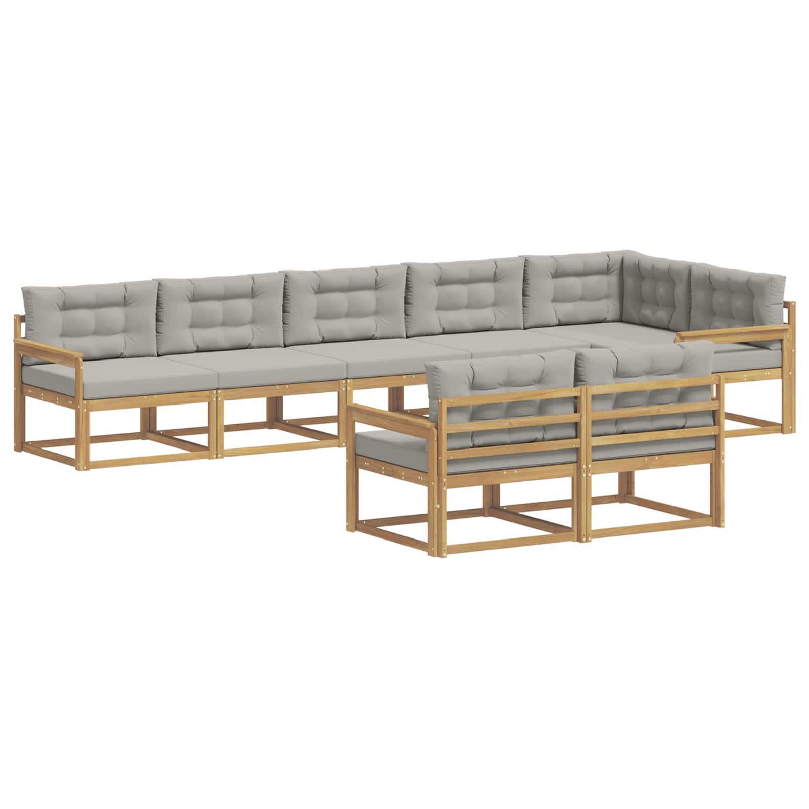 Buiten bankenset met kussen 6 pcs Wit en Lichtgrijs Polyester is nu te koop bij PeponiXL, paradijselijk wonen!