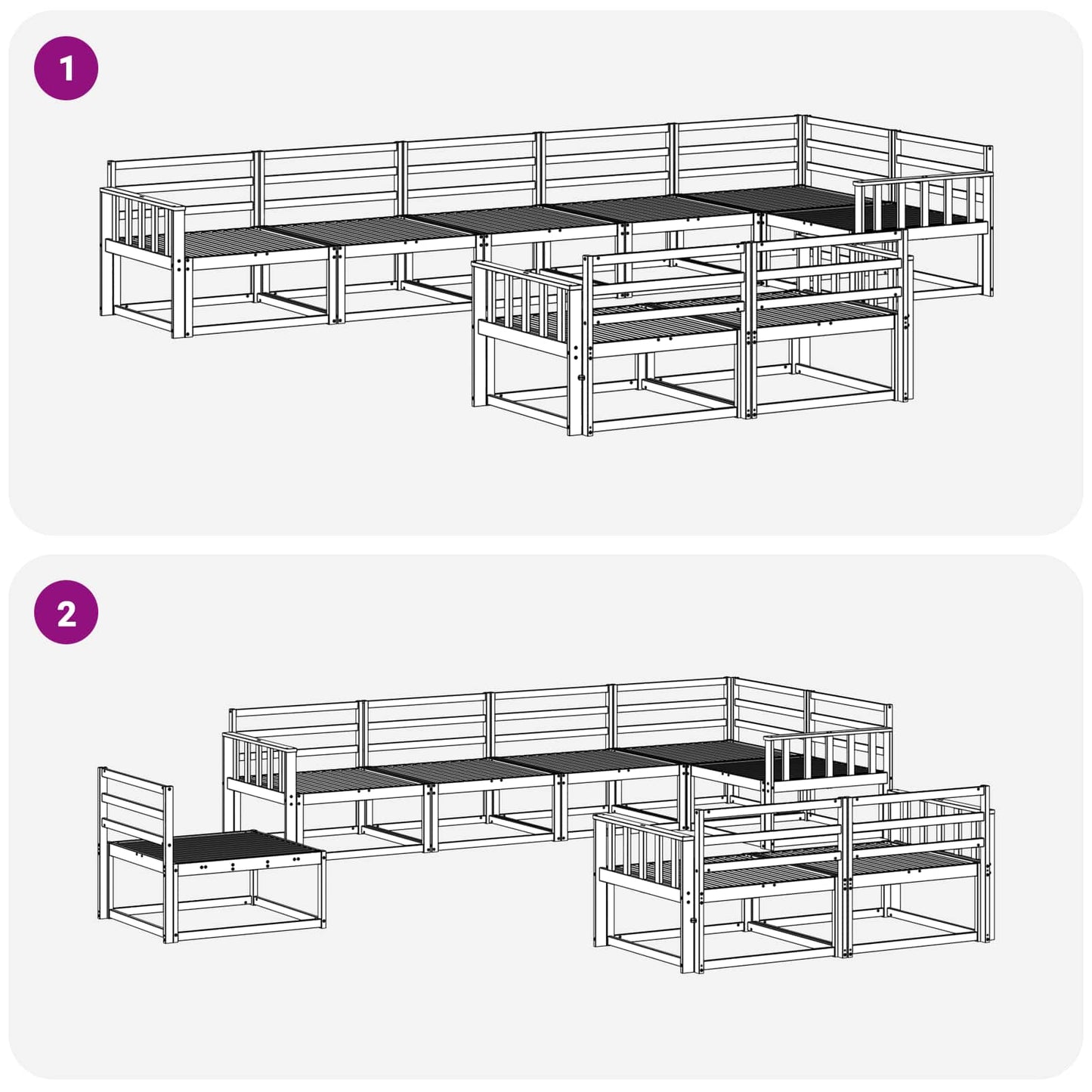 Buiten bankenset 8 pcs Wit 406 x 168,5 x 73 cm is nu te koop bij PeponiXL, paradijselijk wonen!