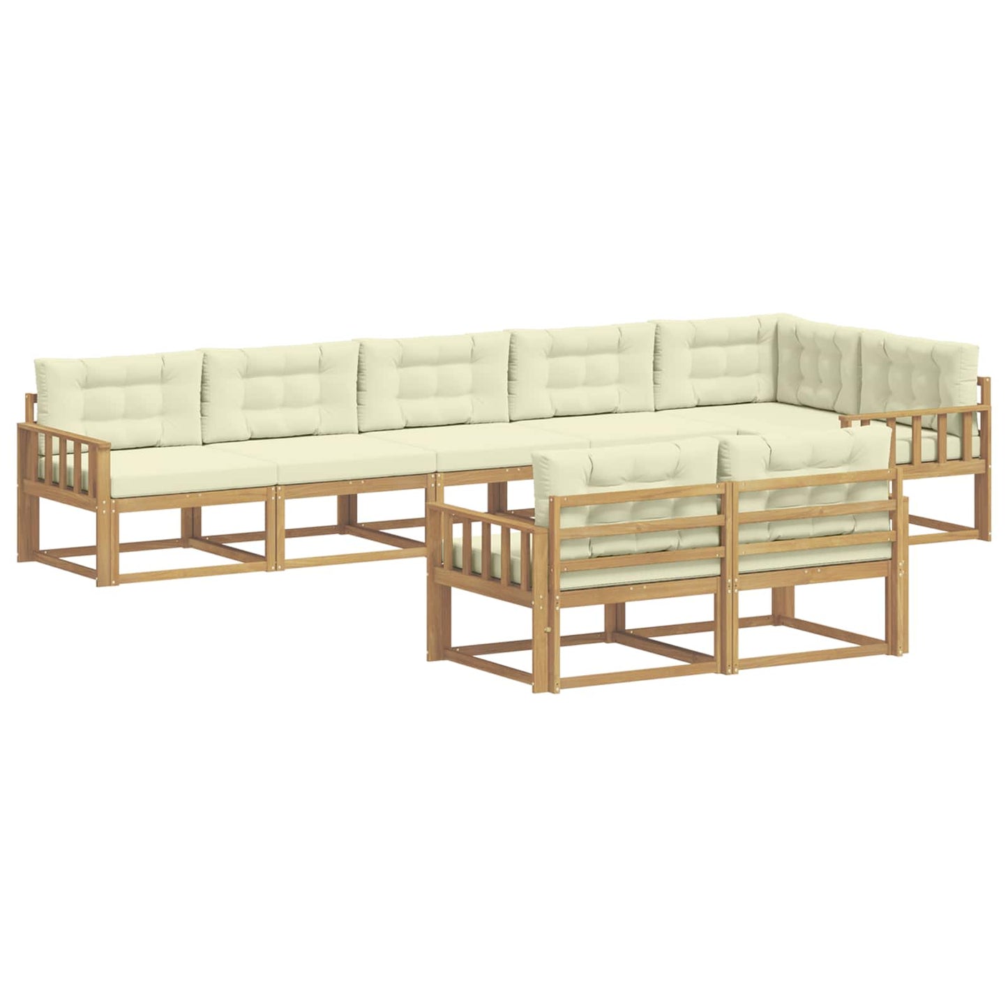 Buiten bankenset met kussen 6 pcs Wit en crèmekleurig Polyester is nu te koop bij PeponiXL, paradijselijk wonen!