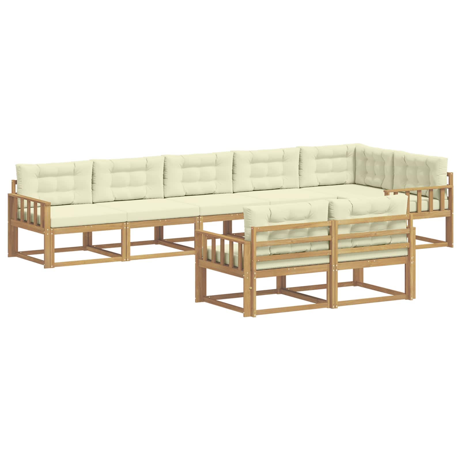 Buiten bankenset met kussen 6 pcs Wit en crèmekleurig Polyester is nu te koop bij PeponiXL, paradijselijk wonen!