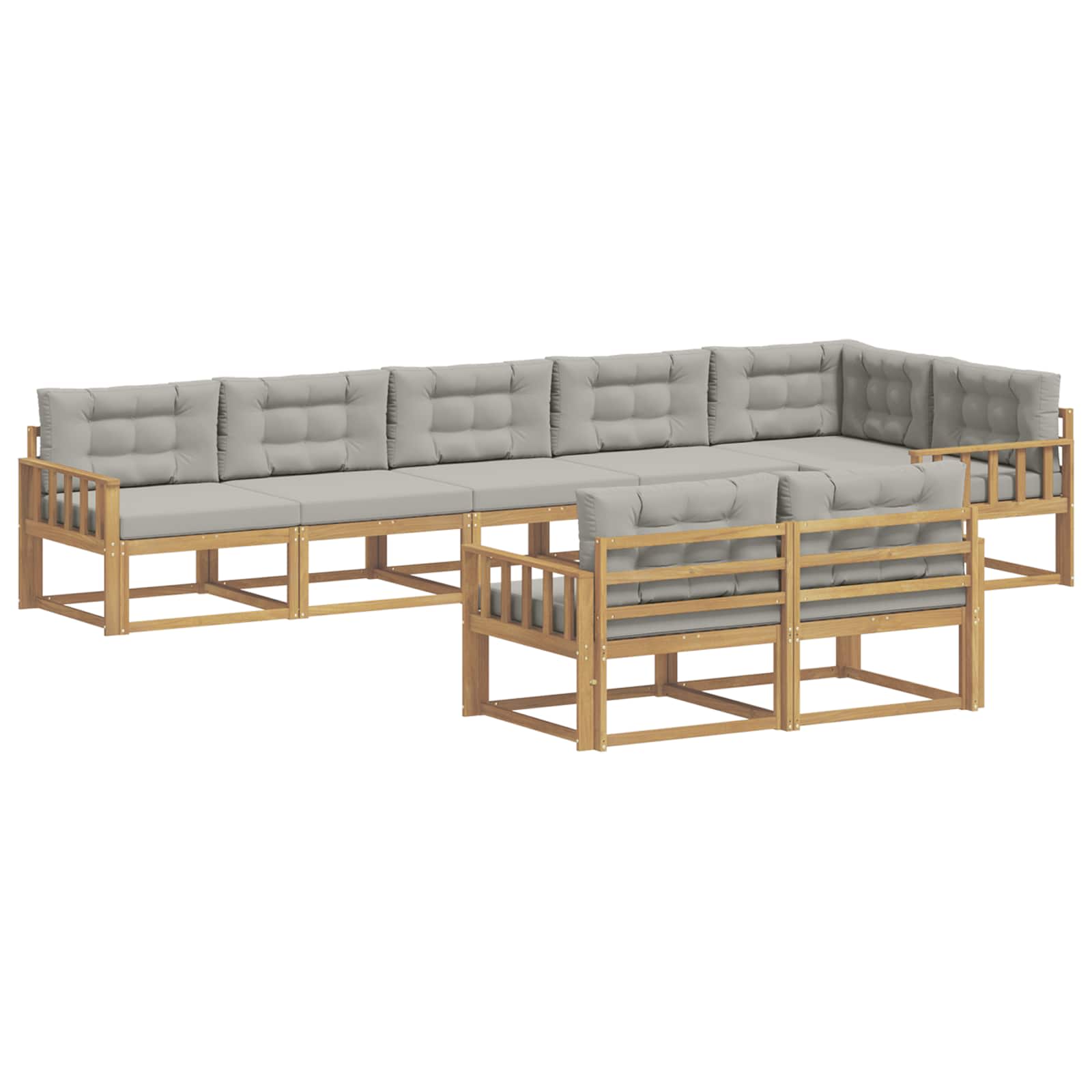 Buiten bankenset met kussen 6 pcs Wit en Lichtgrijs Polyester is nu te koop bij PeponiXL, paradijselijk wonen!