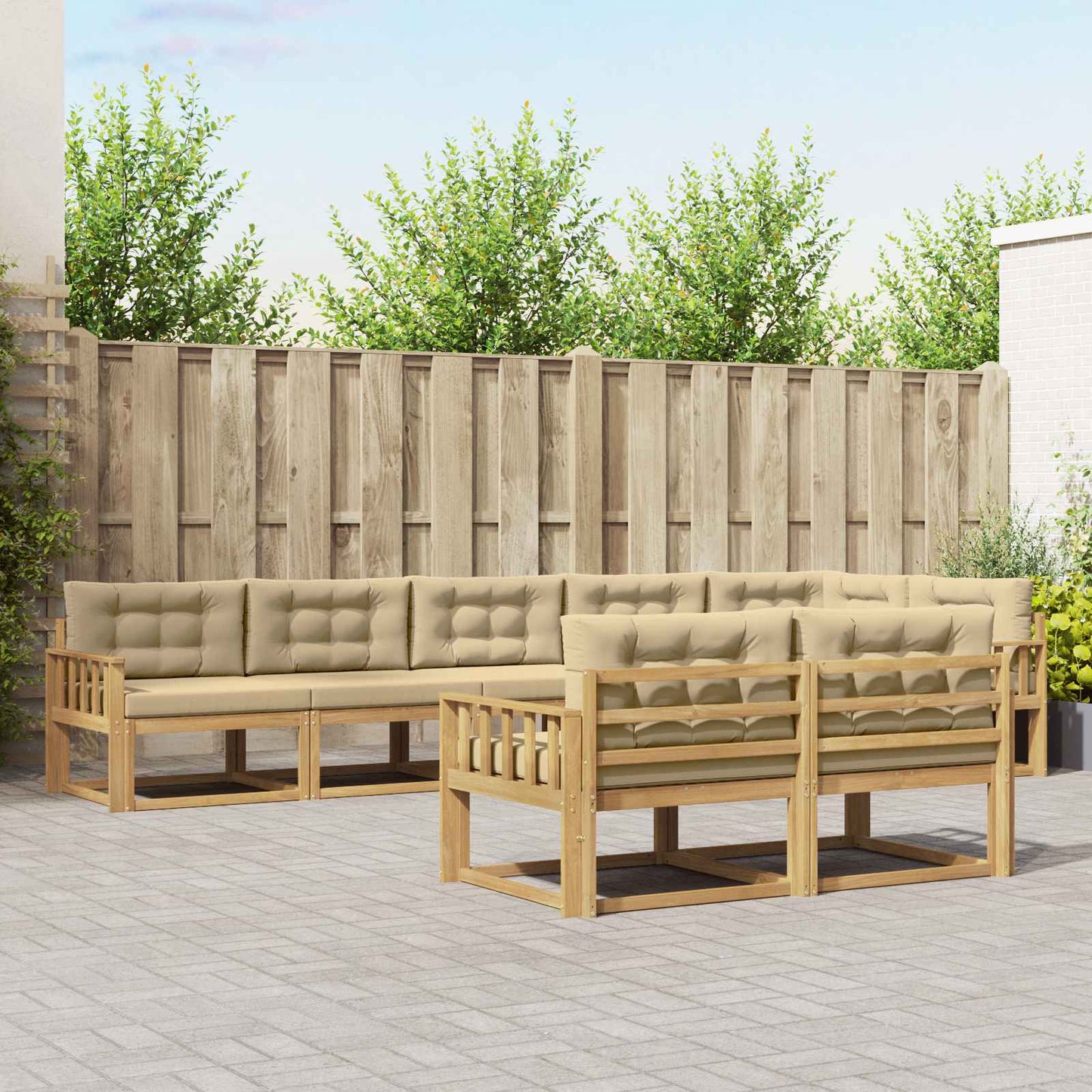 Buiten bankenset met kussen 6 pcs Wit en Beige Polyester is nu te koop bij PeponiXL, paradijselijk wonen!