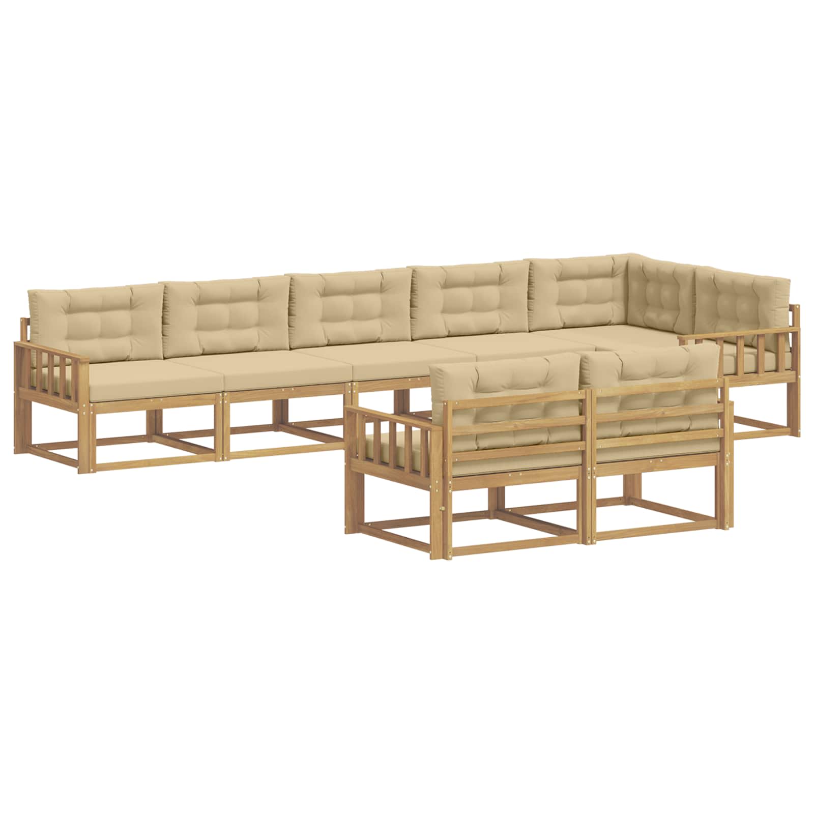 Buiten bankenset met kussen 6 pcs Wit en Beige Polyester is nu te koop bij PeponiXL, paradijselijk wonen!