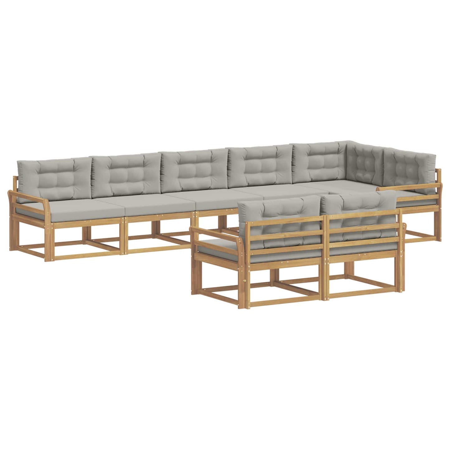 Buiten bankenset met kussen 6 pcs Wit en Lichtgrijs Polyester is nu te koop bij PeponiXL, paradijselijk wonen!