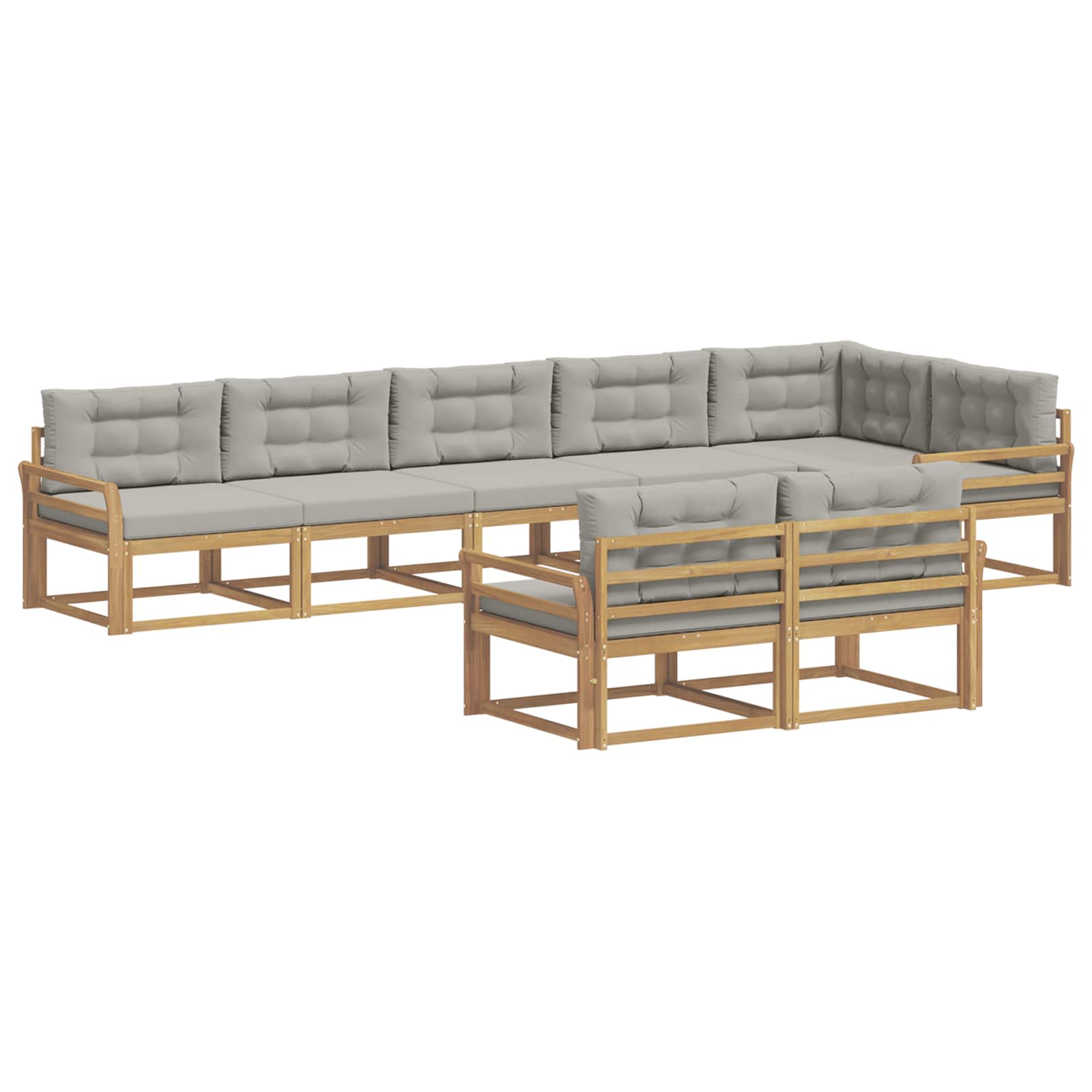 Buiten bankenset met kussen 6 pcs Wit en Lichtgrijs Polyester is nu te koop bij PeponiXL, paradijselijk wonen!