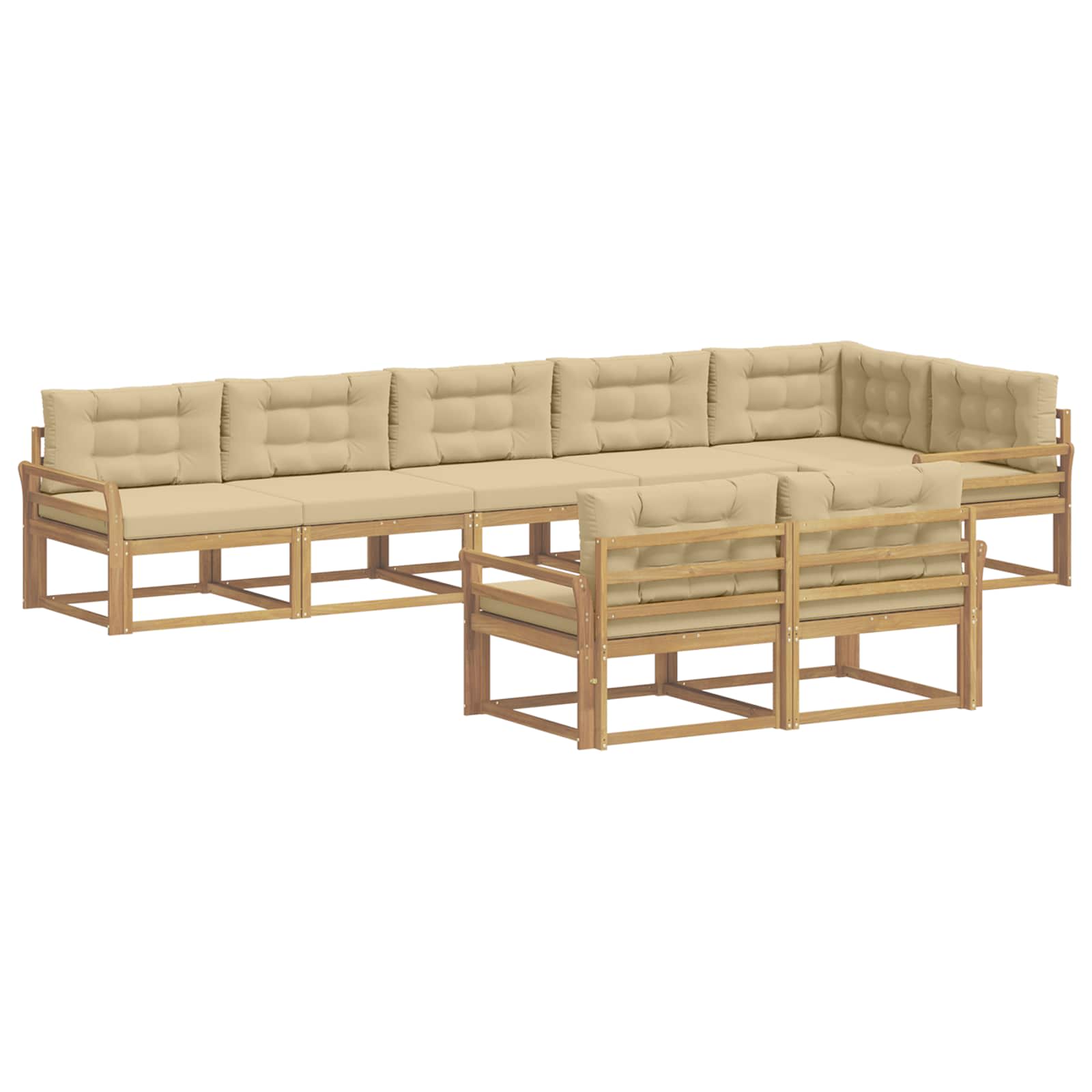 Buiten bankenset met kussen 6 pcs Wit en Beige Polyester is nu te koop bij PeponiXL, paradijselijk wonen!