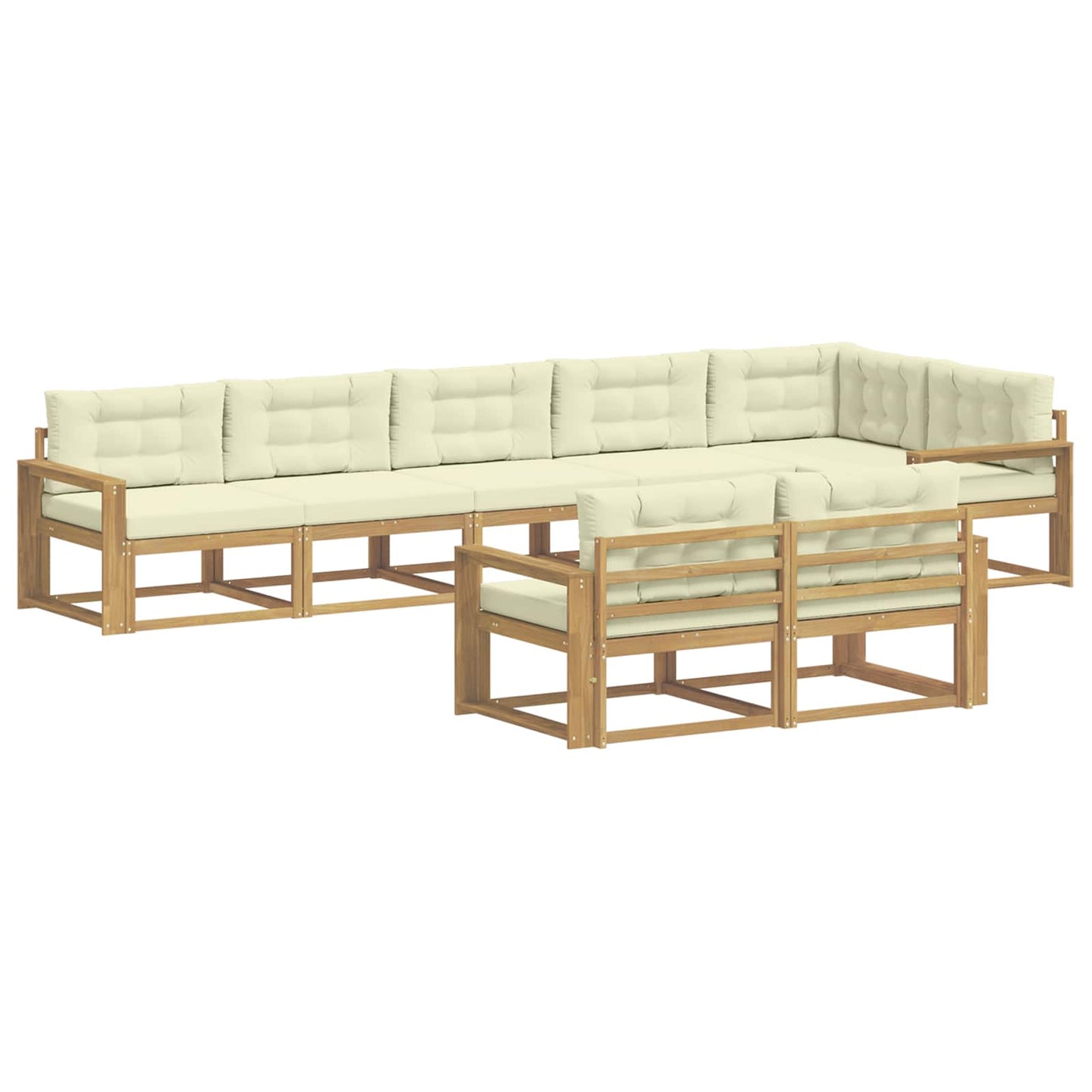 Buiten bankenset met kussen 6 pcs Wit en crèmekleurig Polyester is nu te koop bij PeponiXL, paradijselijk wonen!