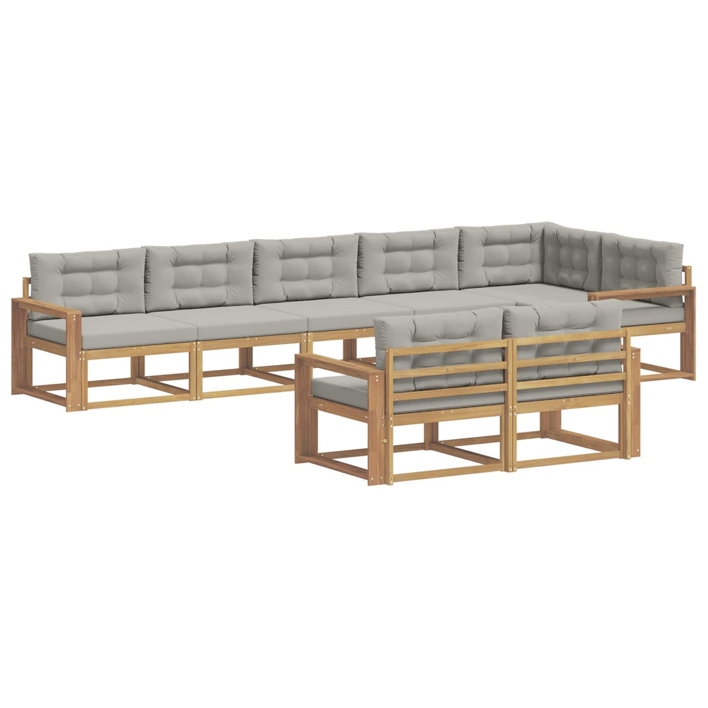 Buiten bankenset met kussen 6 pcs Wit en Lichtgrijs Polyester is nu te koop bij PeponiXL, paradijselijk wonen!