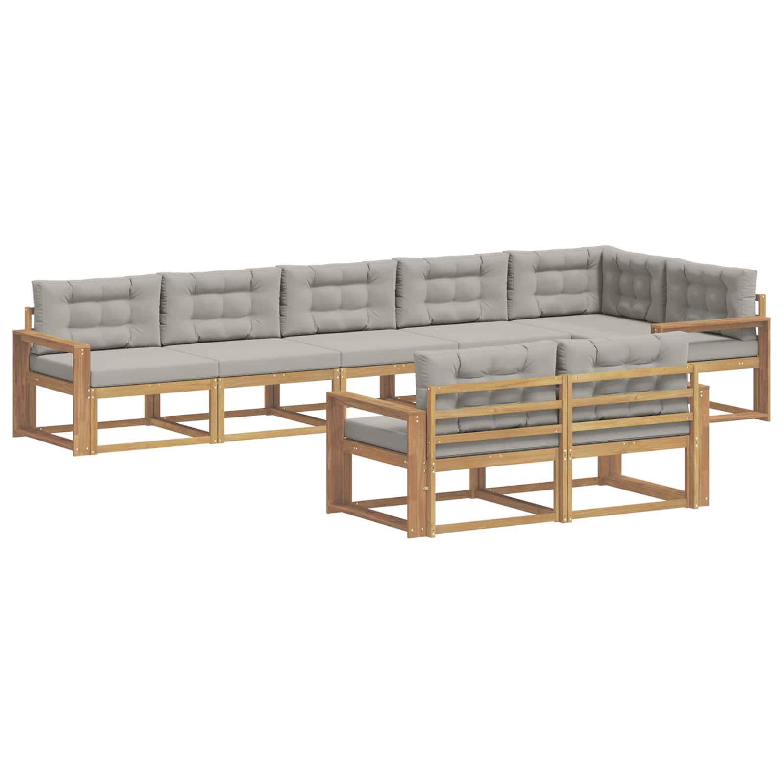 Buiten bankenset met kussen 6 pcs Wit en Lichtgrijs Polyester is nu te koop bij PeponiXL, paradijselijk wonen!