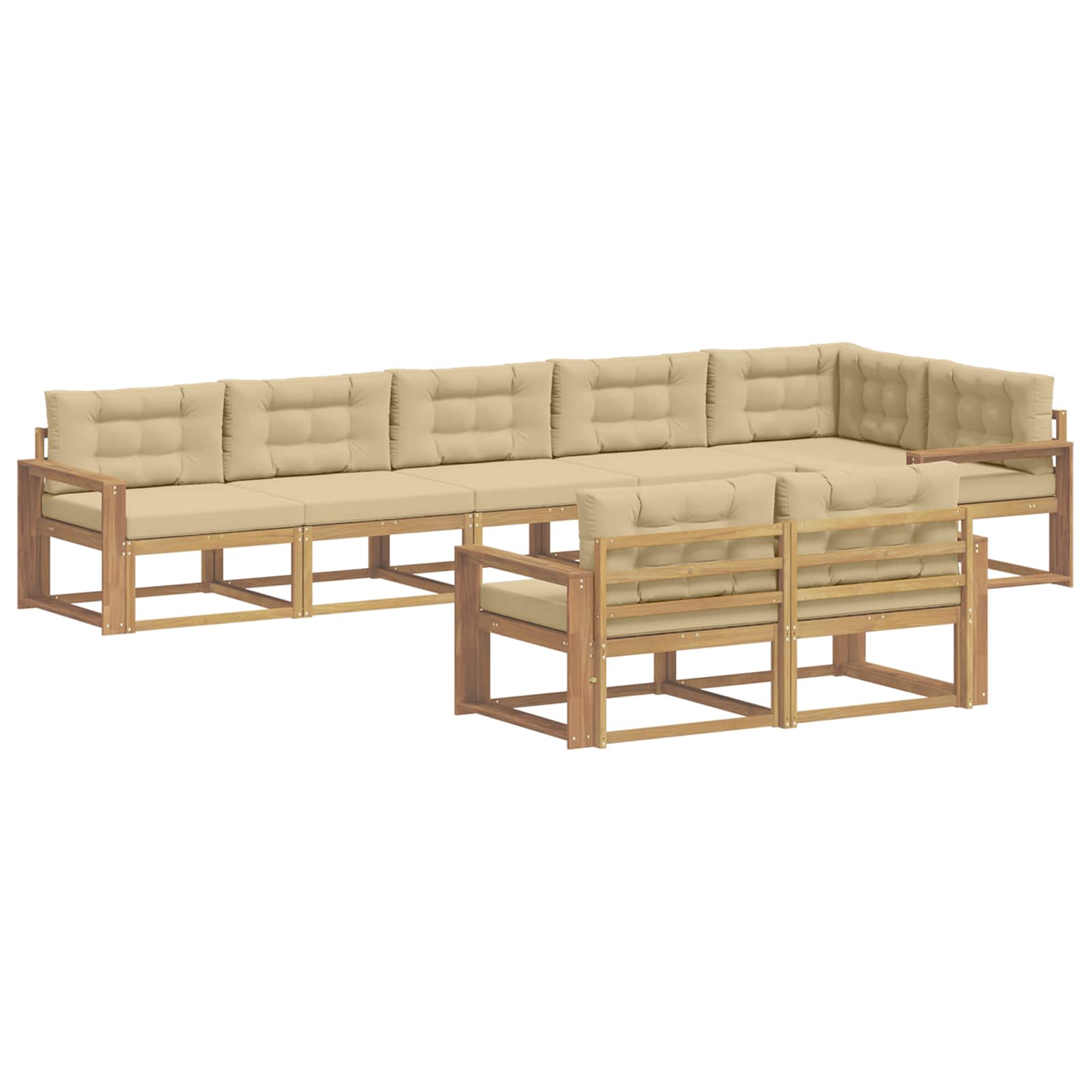Buiten bankenset met kussen 6 pcs Wit en Beige Polyester is nu te koop bij PeponiXL, paradijselijk wonen!