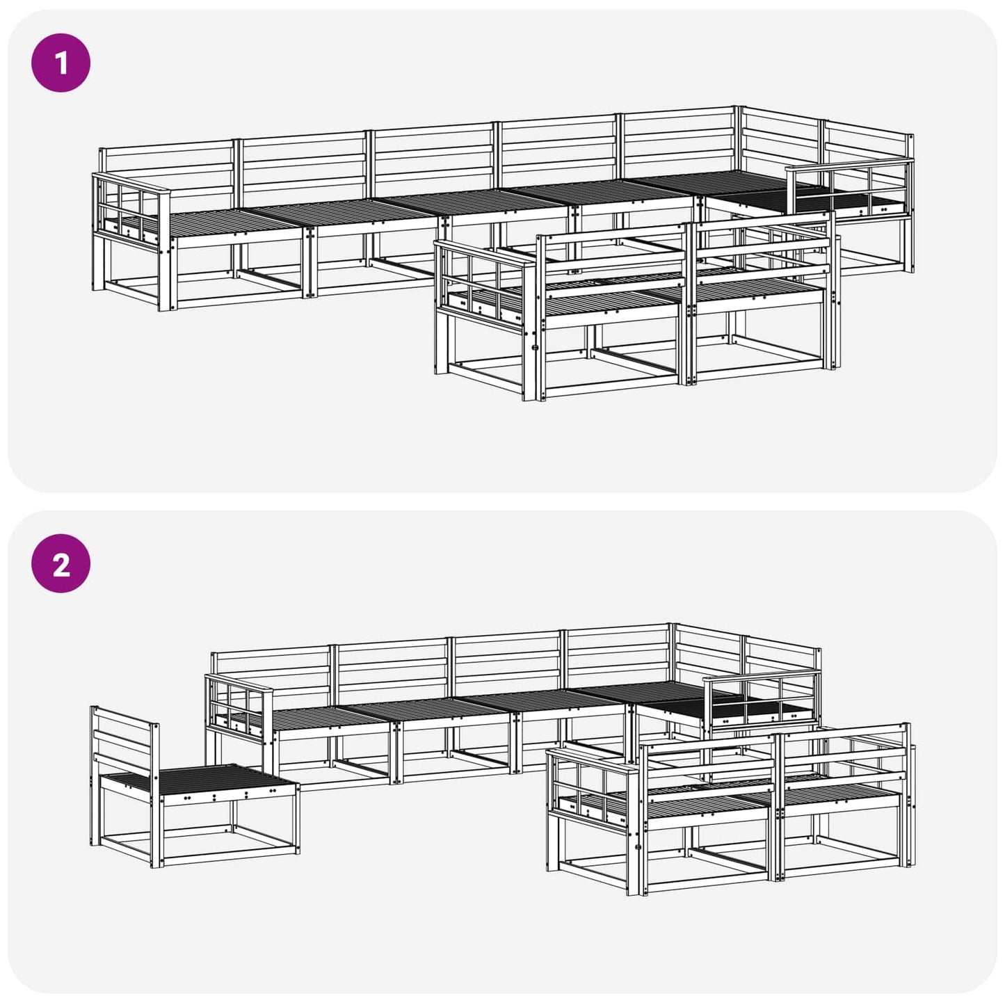 Buiten bankenset 8 pcs Wit 406 x 168,5 x 73 cm is nu te koop bij PeponiXL, paradijselijk wonen!