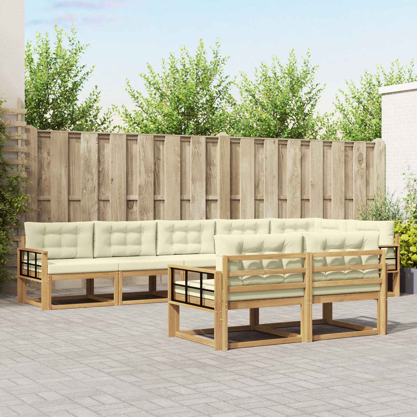 Buiten bankenset met kussen 6 pcs Wit en crèmekleurig Polyester is nu te koop bij PeponiXL, paradijselijk wonen!