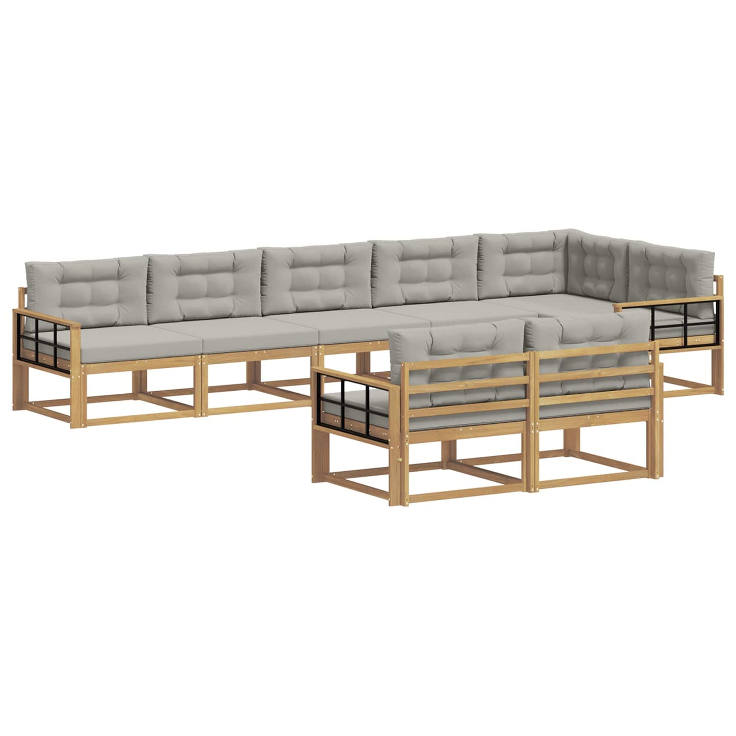 Buiten bankenset met kussen 6 pcs Wit en Lichtgrijs Polyester is nu te koop bij PeponiXL, paradijselijk wonen!