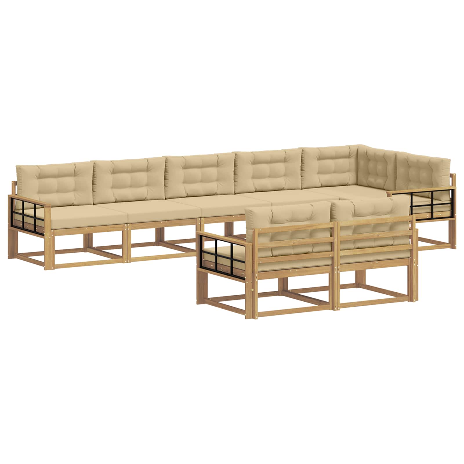 Buiten bankenset met kussen 6 pcs Wit en Beige Polyester is nu te koop bij PeponiXL, paradijselijk wonen!